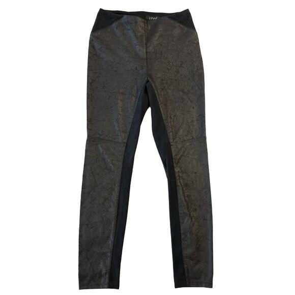 Lyssé Leggings Faux Leather Motorcycle Pants Medium Stretchy Brown Black - Picture 1 of 6